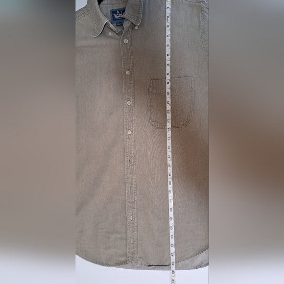 Khaki Green Vintage Woolrich Casual Long Sleeve Button-Up Shirt - Picture 4 of 7